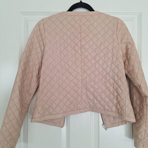 Hinge Quilted Leather Jacket crem pink size xs - Picture 4 of 7